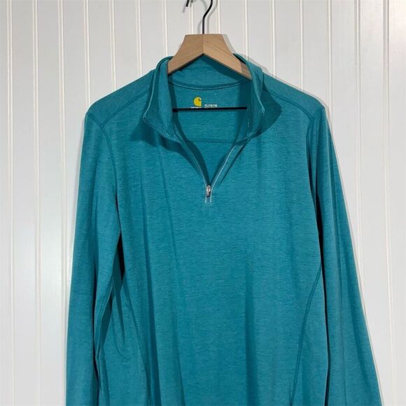 Carhartt Force Women’s XL Quarter Zip Pullover Teal Long Sleeve Workwear Top - Picture 2 of 10